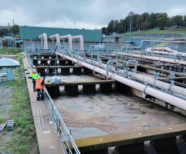 Joel Edwards working at a wastewater treatment plant 